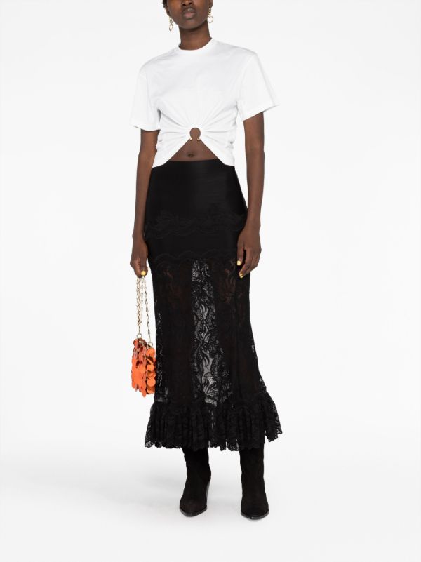 Browns Rabanne White Ruched Cropped Cotton T-shirt | Browns T-Shirts & Jersey Shirts