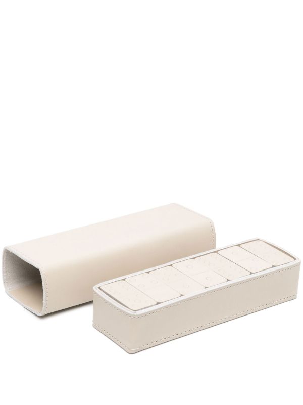 browns Rabitti 1969 Neutral Leather Dominoes Set | Browns Table Games