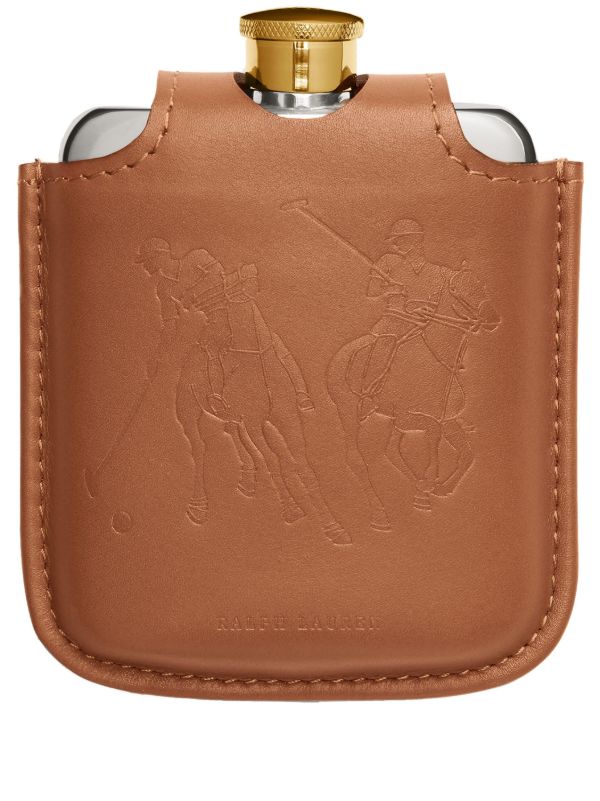 browns Ralph Lauren Home Brown Garrett Leather Flask | Browns Barware