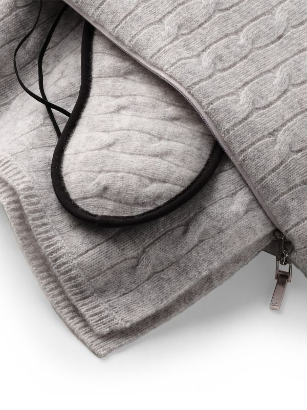 Browns Ralph Lauren Home Grey The Iconic Cable Cashmere Travel Set | Browns Blankets & Throws