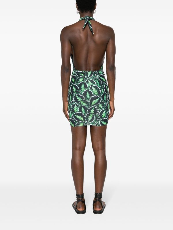 Browns Reina Olga Green Stallion Halterneck Mini Dress | Browns Day Dresses
