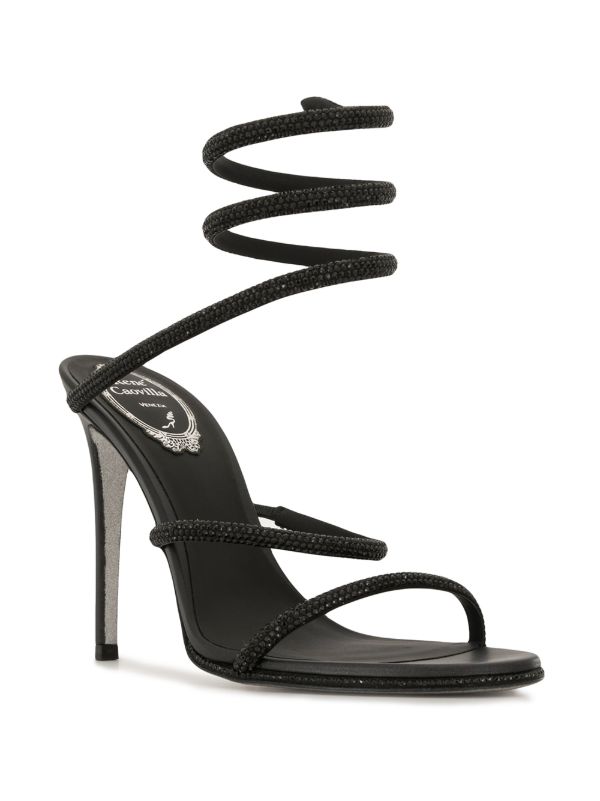 Browns René Caovilla Black Cleo Crystal Embellished Sandals | Browns Sandals