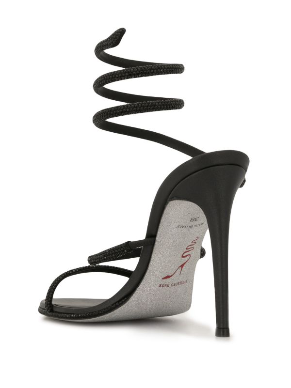 Browns René Caovilla Black Cleo Crystal Embellished Sandals | Browns Sandals