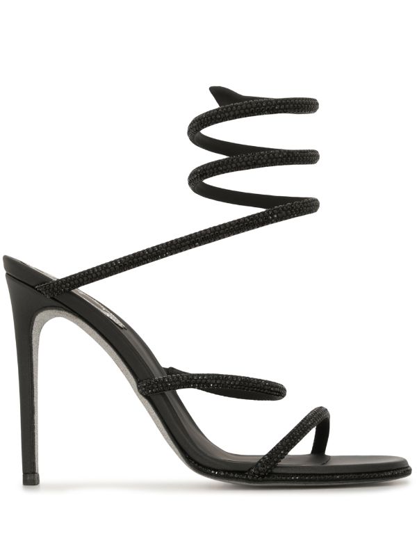 browns René Caovilla Black Cleo Crystal Embellished Sandals | Browns Sandals
