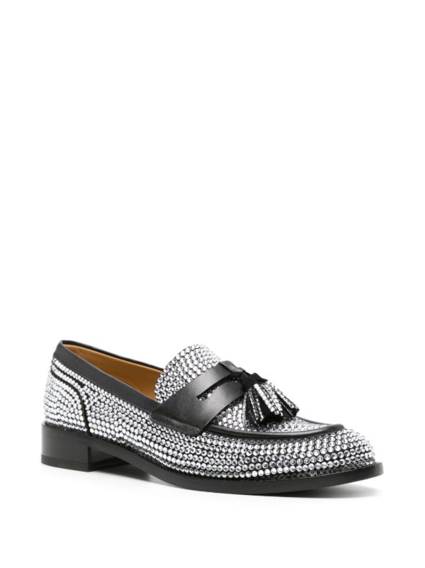 Browns René Caovilla Black Embellished Leather Loafers | Browns Loafers