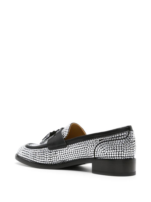 Browns René Caovilla Black Embellished Leather Loafers | Browns Loafers