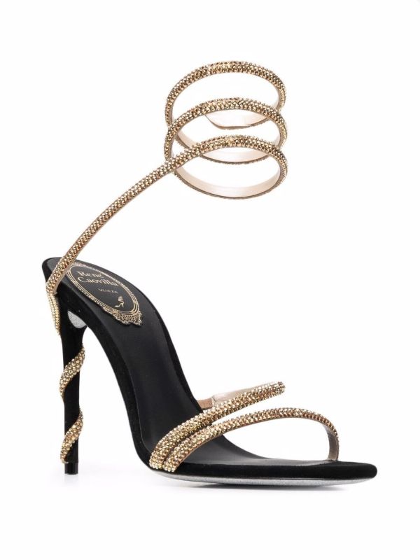 Browns René Caovilla Black Margot 120 Crystal Embellished Leather Sandals | Browns Sandals