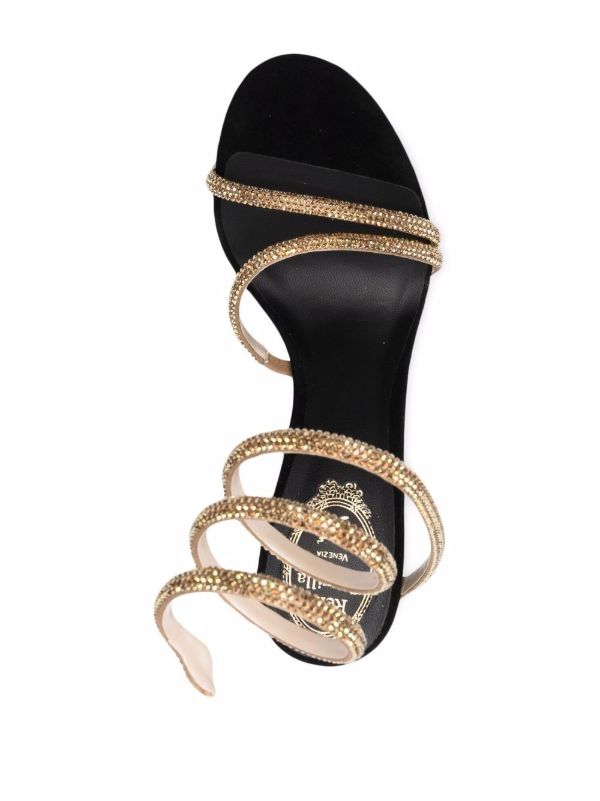 Browns René Caovilla Black Margot 120 Crystal Embellished Leather Sandals | Browns Sandals
