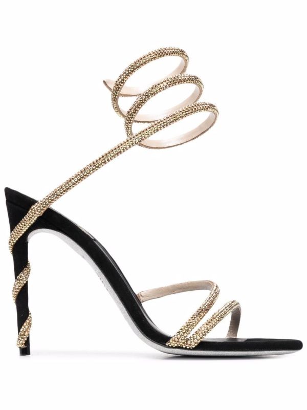 browns René Caovilla black Margot 120 crystal embellished leather sandals | Browns Sandals