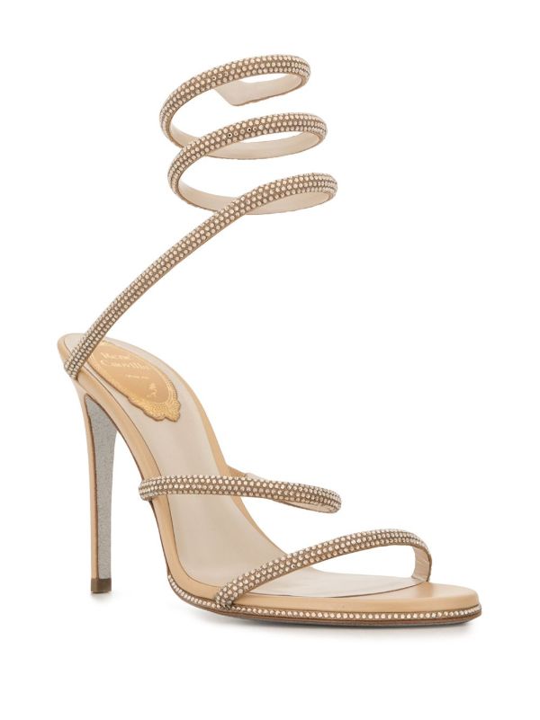 Browns René Caovilla Neutral Cleo 115 Crystal Embellished Sandals | Browns Sandals