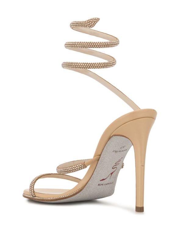 Browns René Caovilla Neutral Cleo 115 Crystal Embellished Sandals | Browns Sandals
