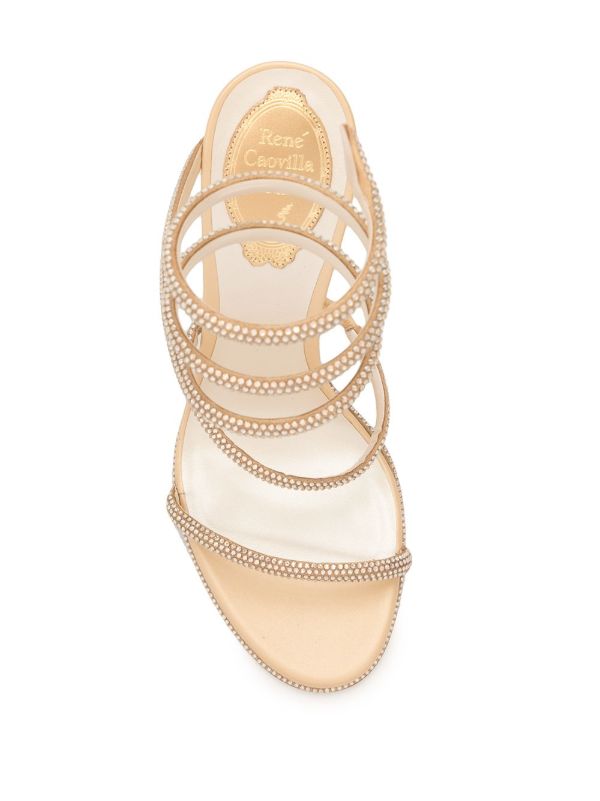 Browns René Caovilla Neutral Cleo 115 Crystal Embellished Sandals | Browns Sandals