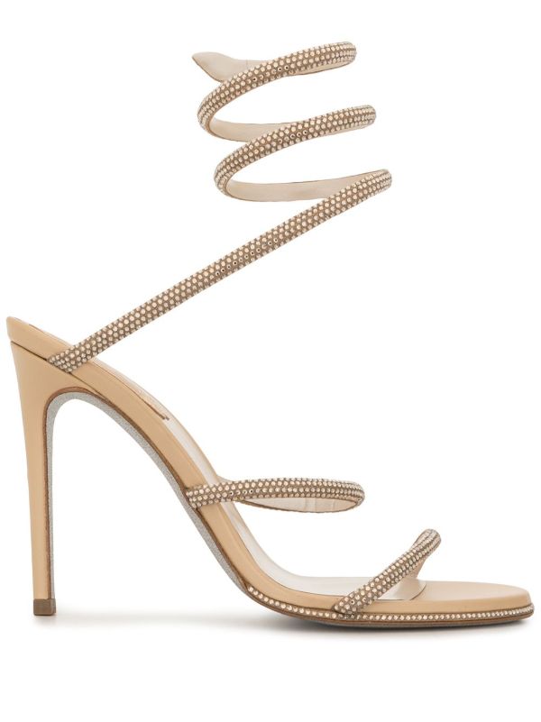 browns René Caovilla Neutral Cleo 115 Crystal Embellished Sandals | Browns Sandals