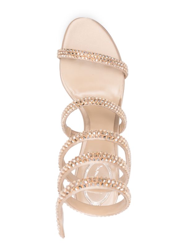 Browns René Caovilla Neutral Cleo 90 Satin Sandals | Browns Sandals