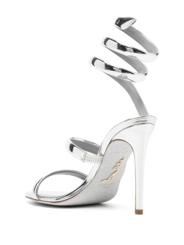Browns René Caovilla Silver Cleo 105 Leather Sandals | Browns Sandals