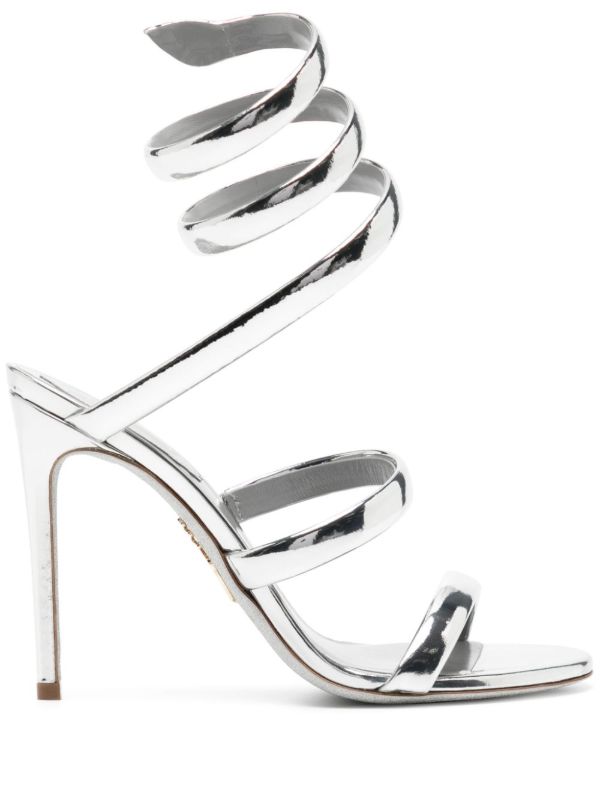 browns René Caovilla Silver Cleo 105 Leather Sandals | Browns Sandals