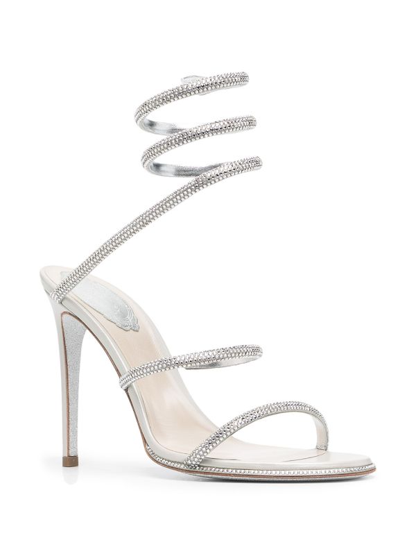 Browns René Caovilla Silver-Tone Cleo Embellished Leather Sandals | Browns Sandals