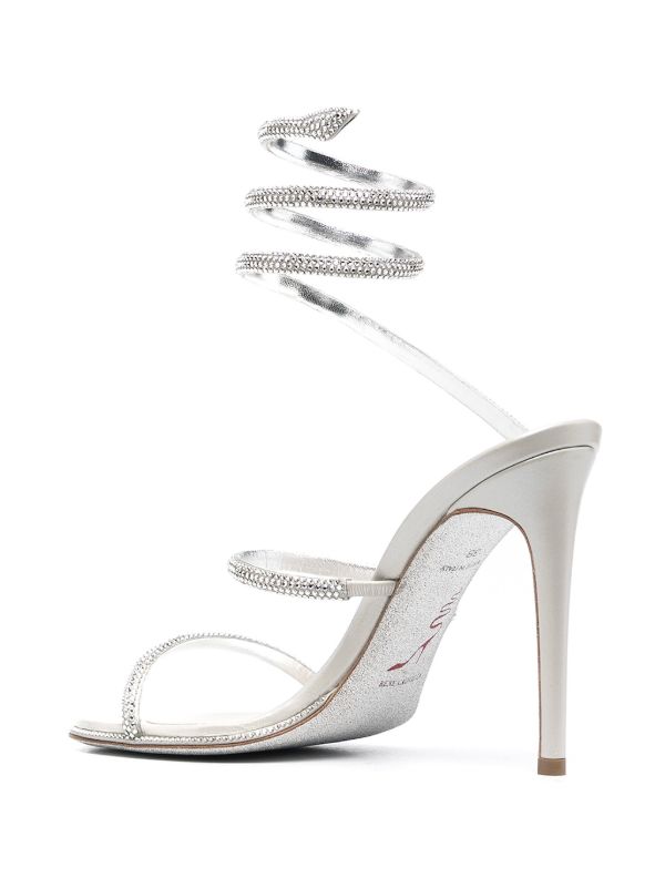 Browns René Caovilla Silver-Tone Cleo Embellished Leather Sandals | Browns Sandals