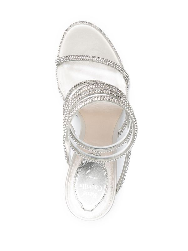 Browns René Caovilla Silver-Tone Cleo Embellished Leather Sandals | Browns Sandals