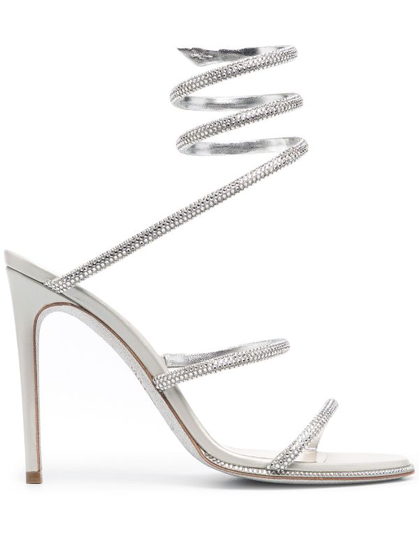 browns René Caovilla Silver-Tone Cleo Embellished Leather Sandals | Browns Sandals