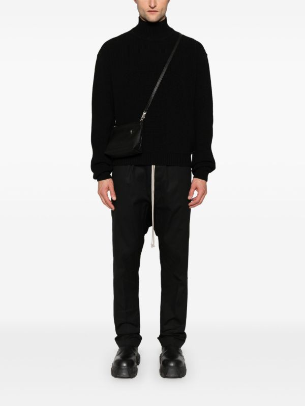 Browns Rick Owens Black Drop-Crotch Cotton Trousers | Browns Drop Crotch Pants