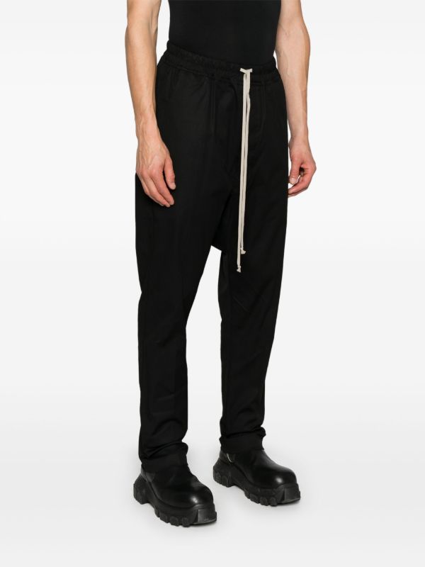 Browns Rick Owens Black Drop-Crotch Cotton Trousers | Browns Drop Crotch Pants