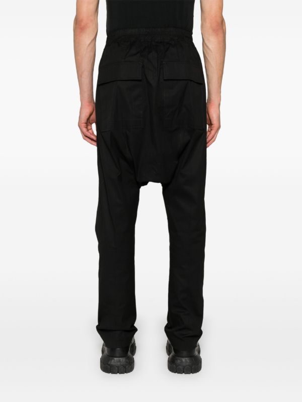Browns Rick Owens Black Drop-Crotch Cotton Trousers | Browns Drop Crotch Pants