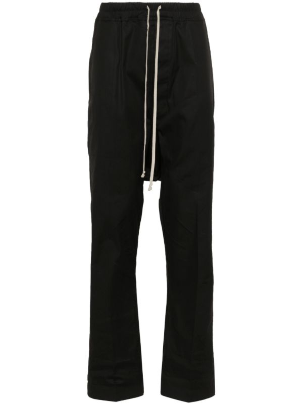 browns Rick Owens Black Drop-Crotch Cotton Trousers | Browns Drop Crotch Pants