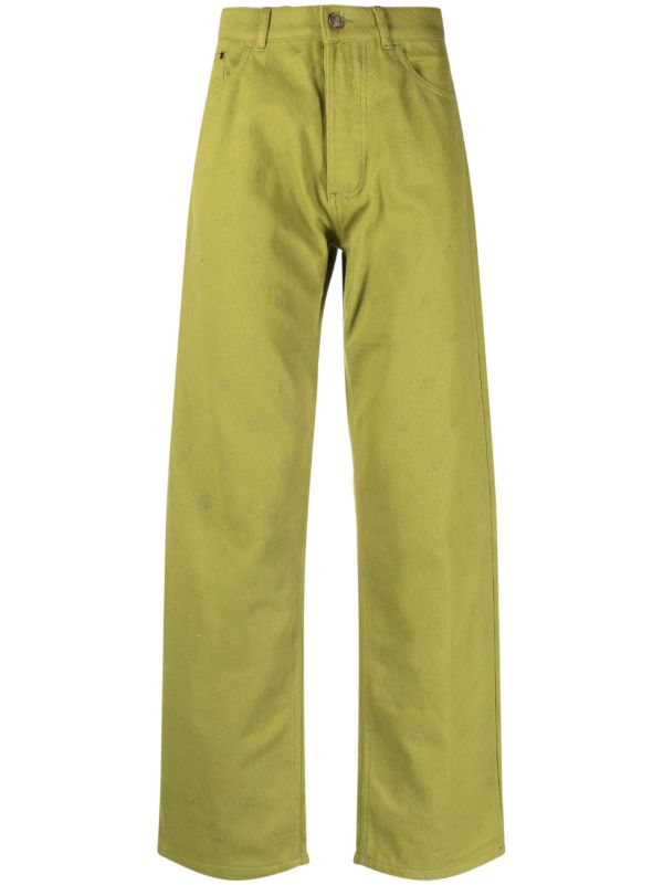 browns Robyn Lynch green Eire embroidered jeans | Browns Regular & Straight-Leg Jeans