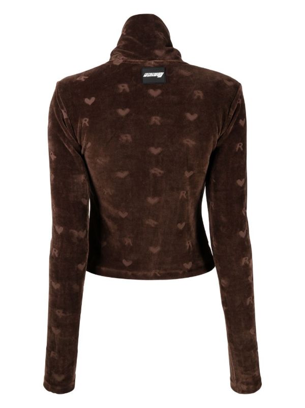 Browns ROTATE BIRGER CHRISTENSEN Brown Mona Velour Long Sleeve Top | Browns T-Shirts & Jersey Shirts