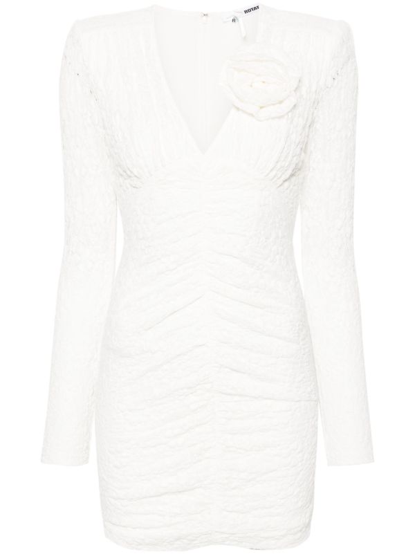 browns ROTATE BIRGER CHRISTENSEN Neutral Floral-Lace Ruched Mini Dress | Browns Cocktail & Party Dresses