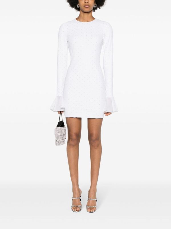 Browns ROTATE BIRGER CHRISTENSEN White Crystal-Embellished Mini Dress | Browns Cocktail & Party Dresses