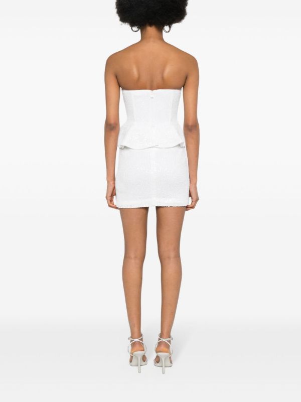 Browns ROTATE BIRGER CHRISTENSEN White Sequinned Peplum Mini Dress | Browns Bridal Dresses