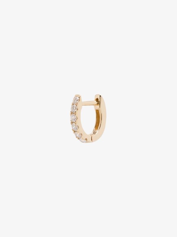 browns Roxanne First 14K yellow gold mini chubby diamond hoop earring | Browns Earrings