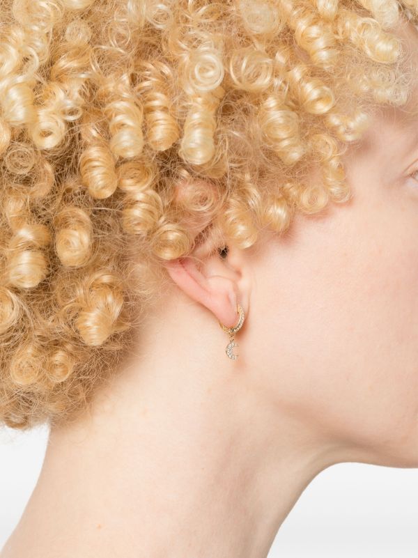 Browns Roxanne First 14K Yellow Gold Sapphire Moon Hoop Earring | Browns Earrings