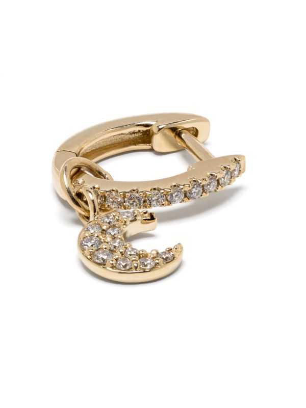 Browns Roxanne First 14K Yellow Gold Sapphire Moon Hoop Earring | Browns Earrings