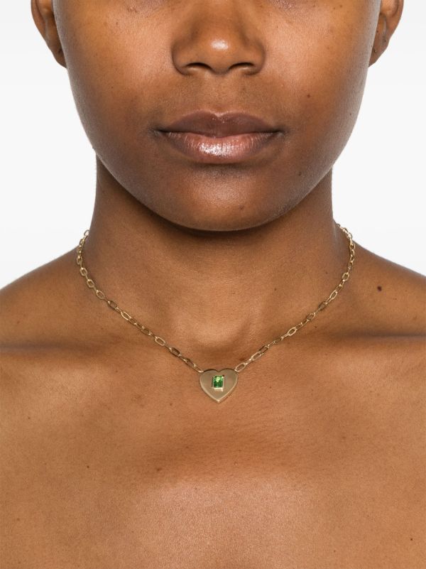 Browns Roxanne First 14kt Yellow Gold Heart Garnet Necklace | Browns Necklaces