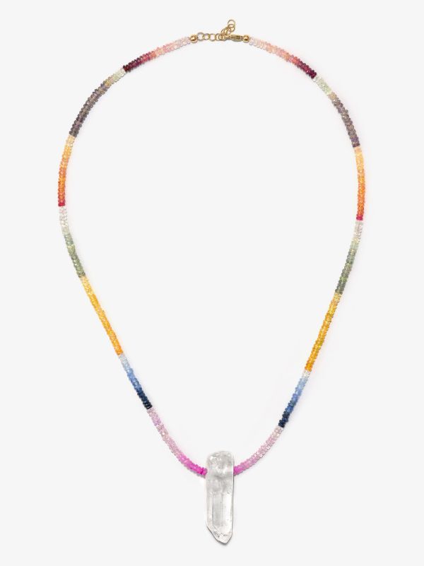 browns Roxanne First 9K yellow gold beaded sapphire amulet necklace | Browns Fine Necklaces