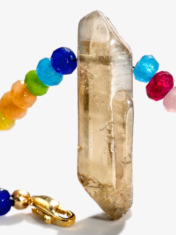 Browns Roxanne First 9K Yellow Gold Crystal Amulet Jade Beaded Necklace | Browns Fine Necklaces