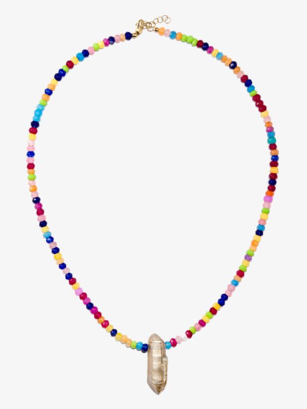 browns Roxanne First 9K Yellow Gold Crystal Amulet Jade Beaded Necklace | Browns Fine Necklaces
