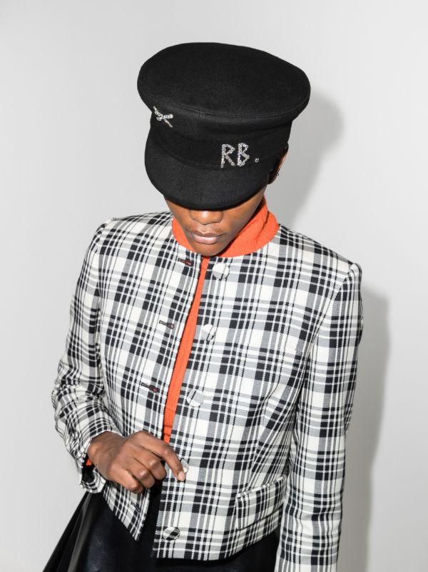 Browns Ruslan Baginskiy Black Embellished Wool Baker Boy Hat | Browns Hats