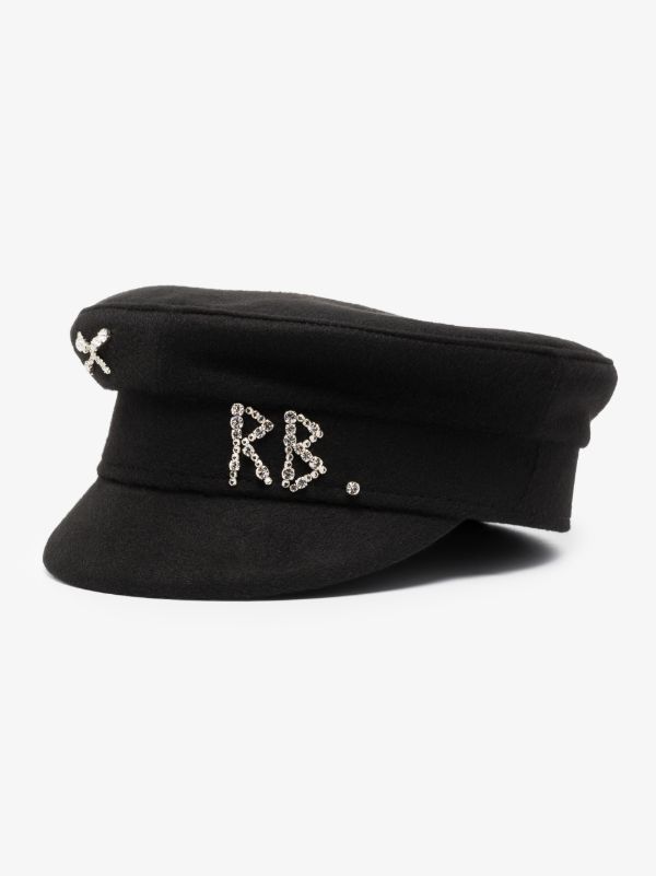 Browns Ruslan Baginskiy Black Embellished Wool Baker Boy Hat | Browns Hats