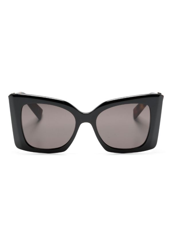 browns Saint Laurent Eyewear Black Blaze Oversize-Frame Sunglasses | Browns Sunglasses