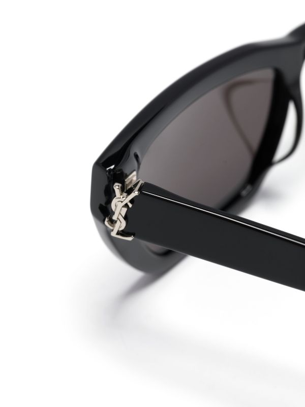Browns Saint Laurent Eyewear Black Logo-Detail Cat-Eye Sunglasses | Browns Sunglasses