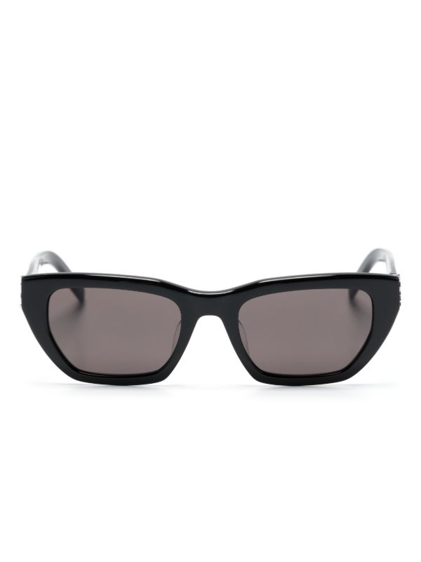 browns Saint Laurent Eyewear Black Logo-Detail Cat-Eye Sunglasses | Browns Sunglasses