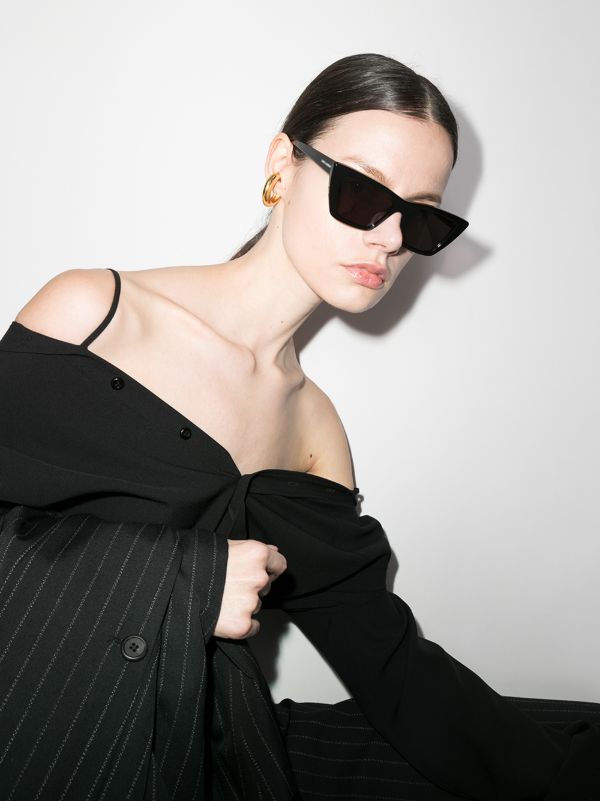 Browns Saint Laurent Eyewear Black Mica Cat Eye Sunglasses | Browns Sunglasses