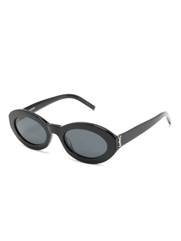 Browns Saint Laurent Eyewear Black Monogram Oval-Frame Sunglasses | Browns Sunglasses