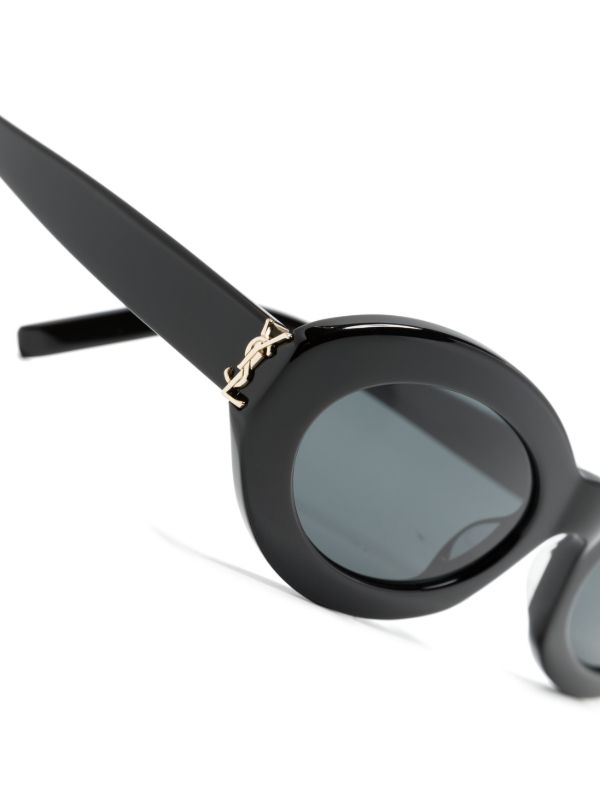 Browns Saint Laurent Eyewear Black Monogram Oval-Frame Sunglasses | Browns Sunglasses