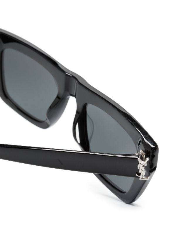 Browns Saint Laurent Eyewear Black SLM 131 Rectangle-frame Sunglasses | Browns Sunglasses