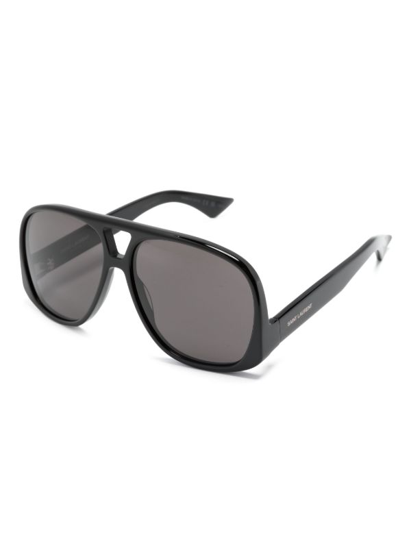 Browns Saint Laurent Eyewear Black Solace Pilot-Frame Sunglasses | Browns Sunglasses